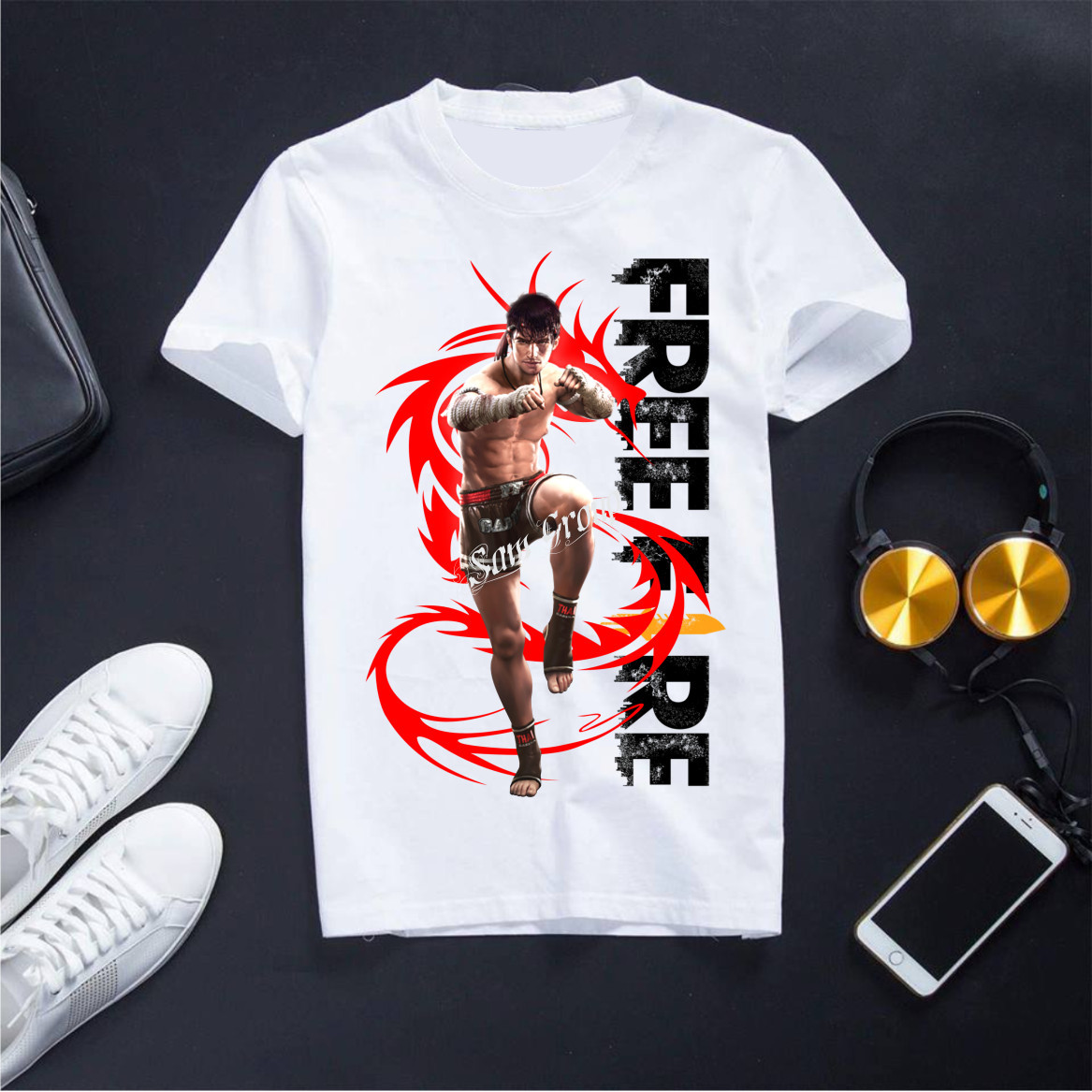 Áo Free Fire In Hình Kla Cổ Tròn Màu Trắng Chất Liệu Cotton Co Dãn 4 Chiều Dành Cho Cả Nam Và Nữ Đủ Size 29 - 99 kg