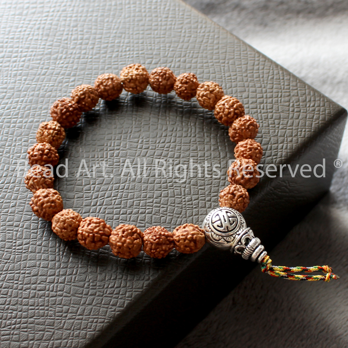 Vòng Tay Hạt Kim Cang Bồ Đề Rudraksha Và Guru Bạc Xuất Xứ Tibet, Tây Tạng, Vòng Tay Phong Thuỷ, Chuỗi Hạt, Mệnh Mộc, Hoả - Bead Art