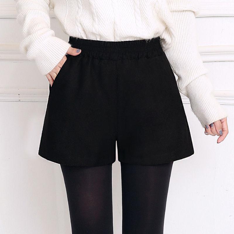 Quần Short Nữ Plus Kích Thước 4XL Lưng Thun Kẻ Sọc Túi Mùa Đông Dày Hơn Thời Trang Retro Bông Tai Kẹp Thanh Lịch Phong Cách Hàn Quốc Rời Sang Trọng Ins