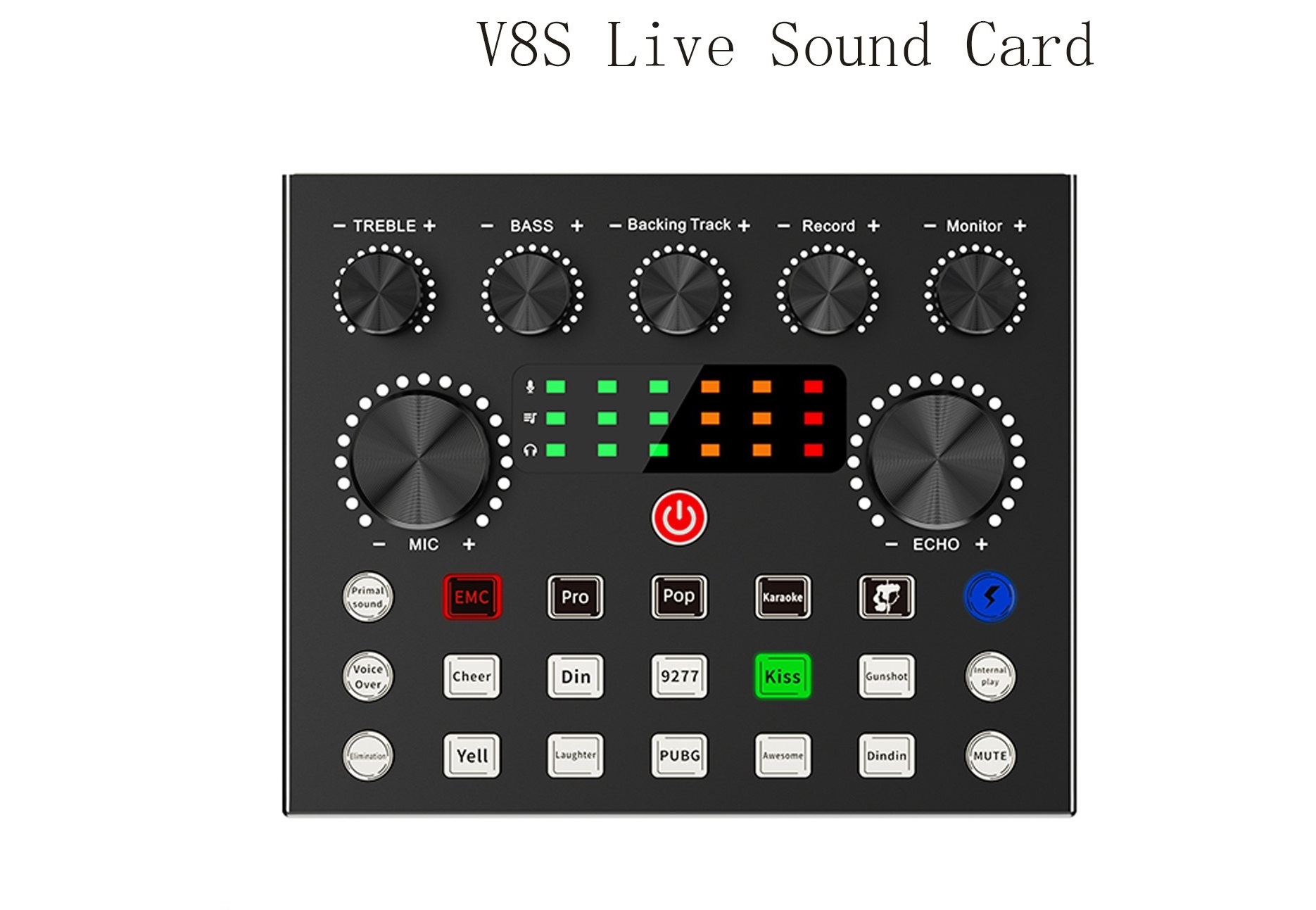 Soundcard V8S kết nối bluetooth dành cho mic thu âm, Karaoke, livestream, hát live...