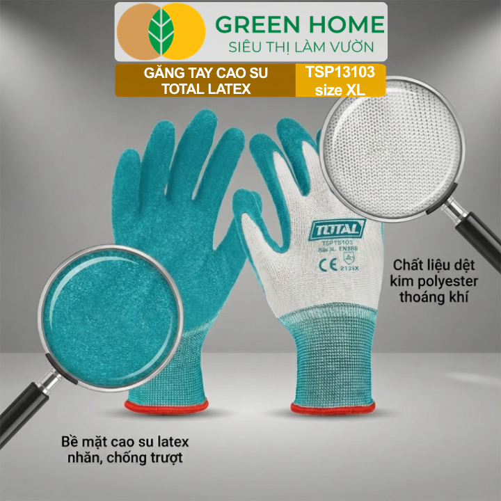 Găng Tay Cao Su Total TSP13103 GreenHome, Size XL – Làm Vườn, Chống Trơn Trượt, Bền Bỉ Cho Mọi Công Việc
