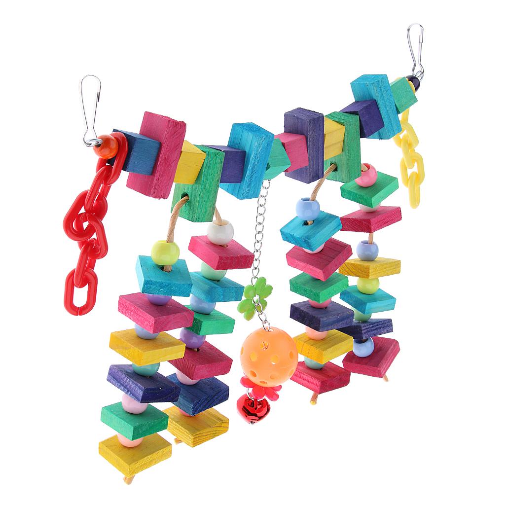 Parrot Cage Toy Bird Ladder Colorful Wooden Chain Flexible Bridge Chew Toy