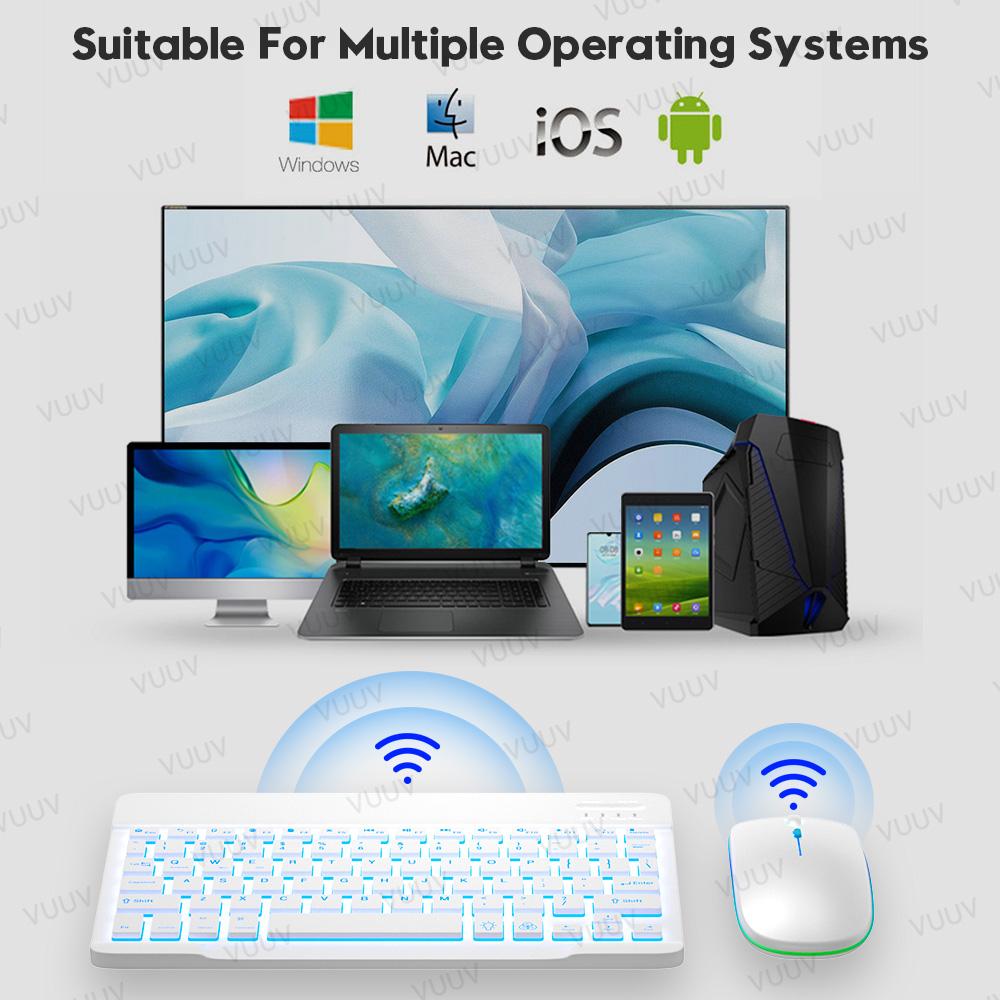 Dành Cho Máy Tính Bảng iPad Bàn Phím Có Đèn Nền Bluetooth Không Dây-Tương Thích Bàn Phím Chuột Dành Cho Android Windows IOS Điện Thoại Máy Tính Bảng Laptop