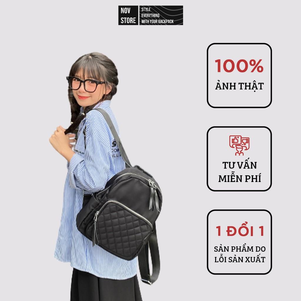 Balo vải dù dày dặn  đứng form như hình, chống thấm nước và nhiều ngăn nhỏ - novstore
