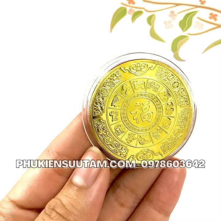 Xu 12 Con Giáp Tuổi Thân, đường kính: 4cm, màu vàng - SP005825