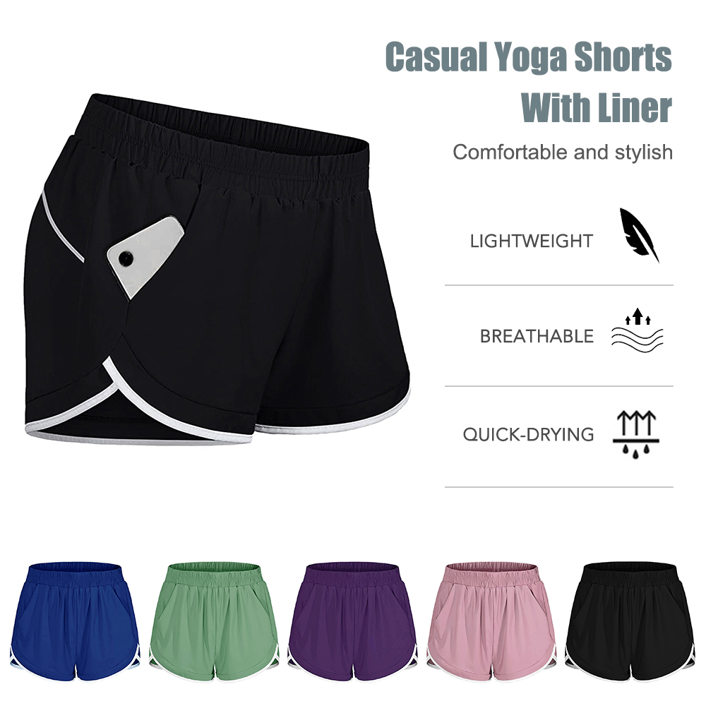 Quần short thể thao nữ được làm bằng vải cao cấp, thoáng khí, nhanh khô và thoải mái rất phù hợp để chạy bộ, chạy bộ, yoga, tennis, thể dục