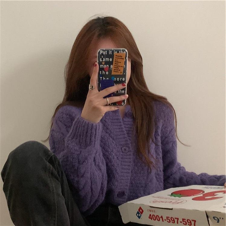 Hàng Sẵn_ Áo khoác len dardigan dáng rộng phong cách Hàn