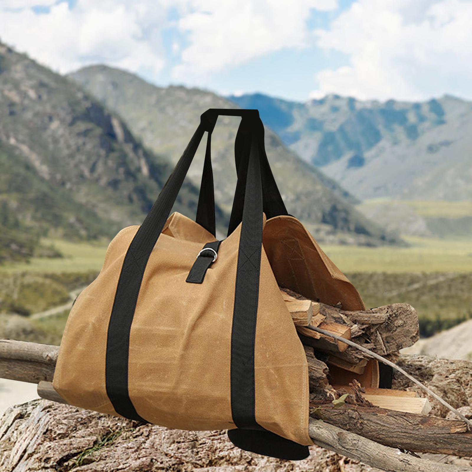 Firewood Carrier Wood Carrying Bag Fireplace Accessory with Handles Wood Basket Handbag Log Tote for Indoor Outdoor Hiking Camping Travel