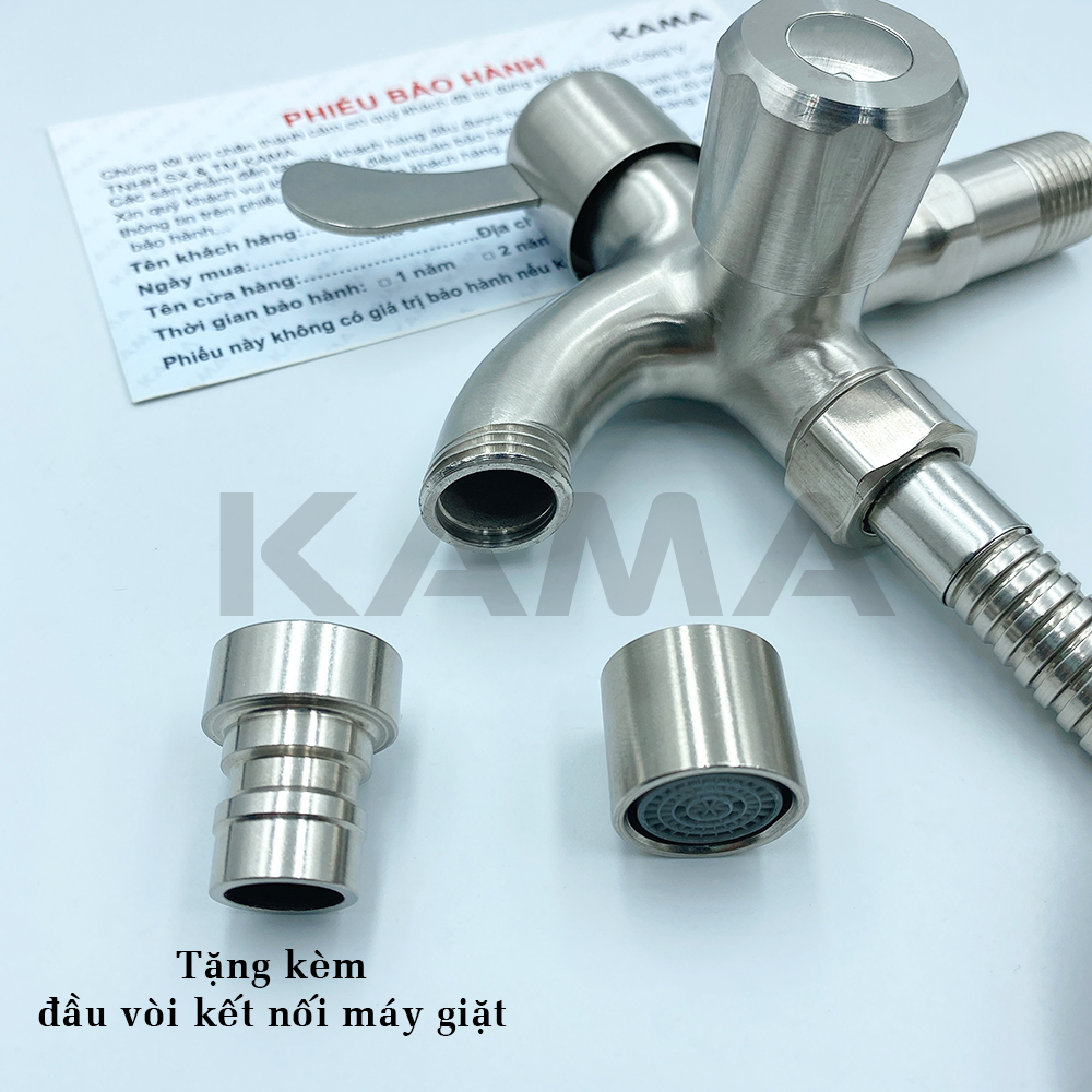 Bộ Vòi Sen Tắm Lạnh Inox 304 KAMA ST12, Bát Sen Tắm Tăng Áp Chuẩn Inox 304 Bền Bỉ - Tặng Kèm Đầu Kết Nối Vòi Máy Giặt.