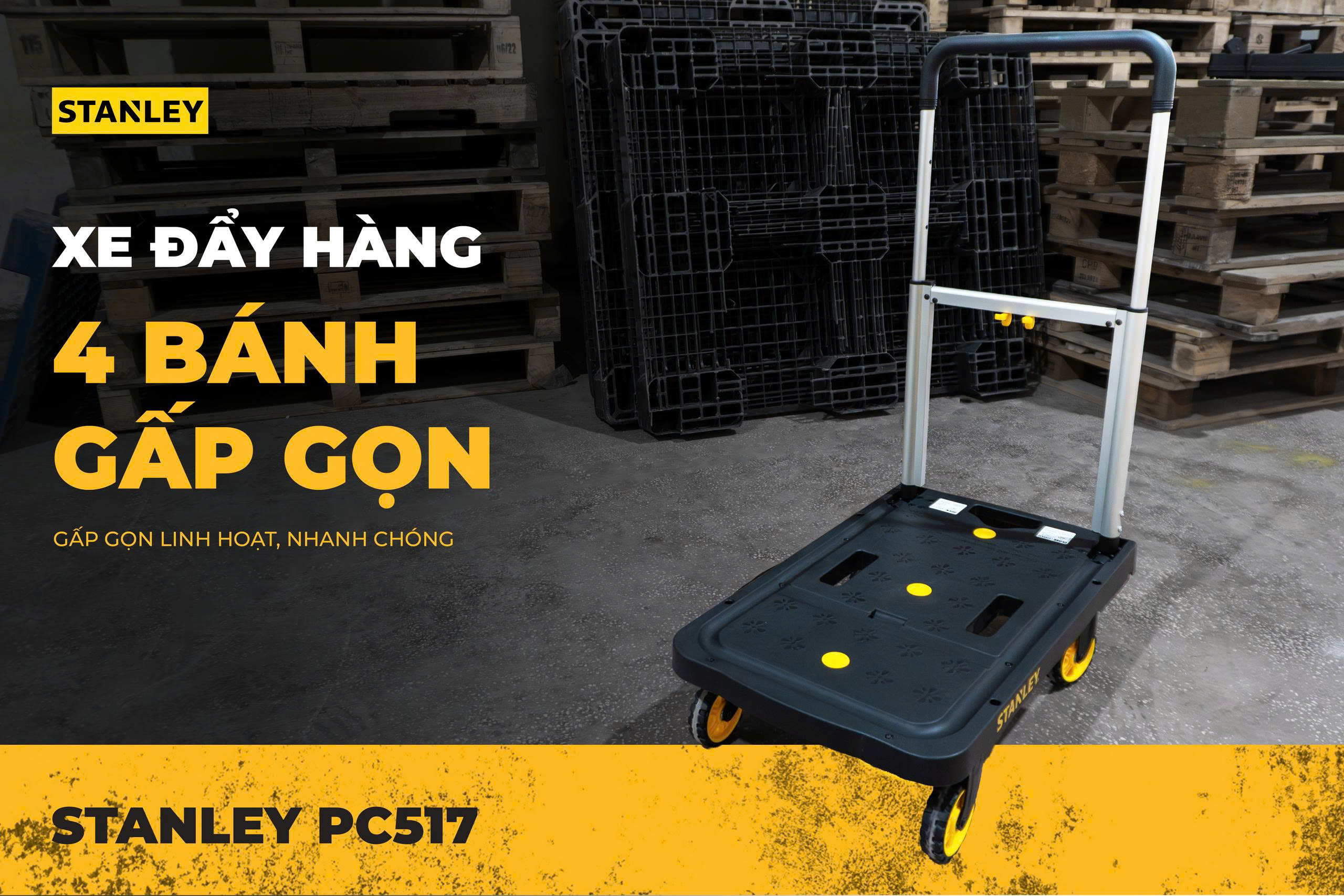 Xe Đẩy Tay 4 Bánh Cao Cấp (Có thể gấp gọn) STANLEY PC517