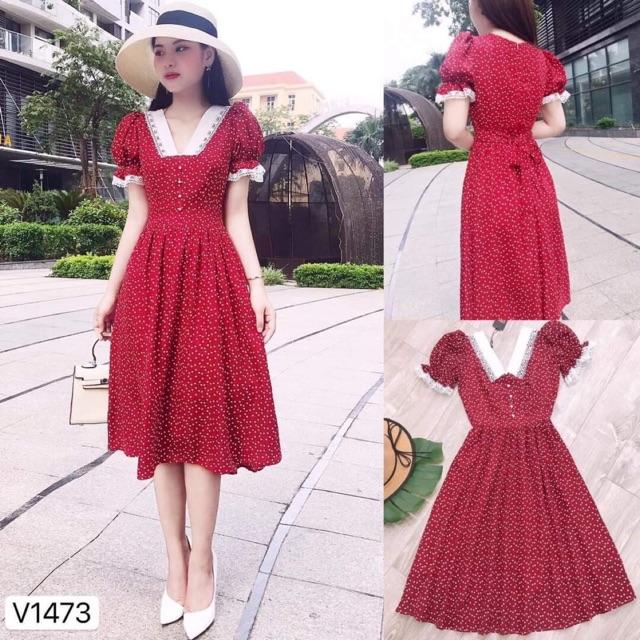 Đầm xoè lụa bi phối ren phong cách tiểu thư điệu đà