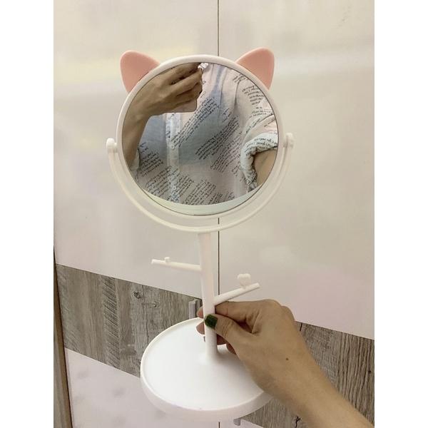 Gương trang điểm tay mèo xoay 360độ