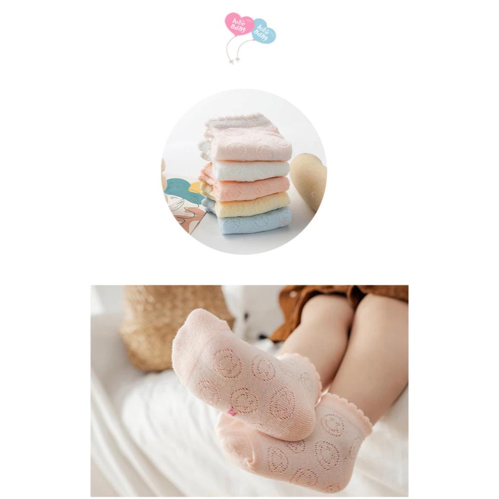 Set 5 Tất Vớ Lưới Cổ Thấp Màu Trơn Mềm Mịn, Thoáng Khí Cho Bé - Bé trai