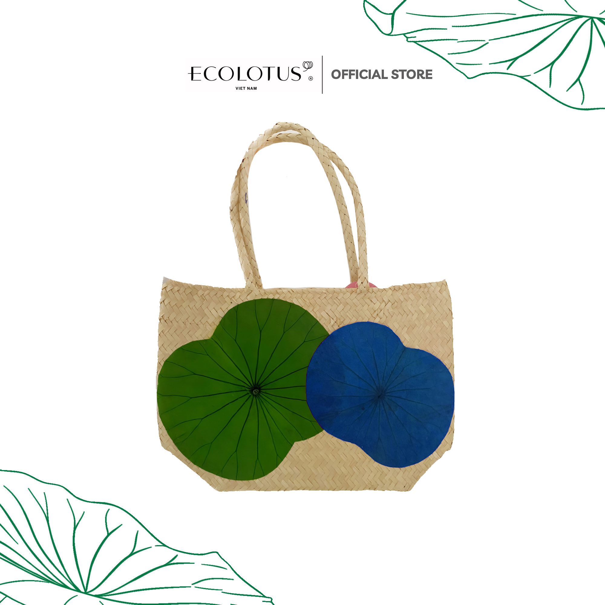 Túi Cói Lá Sen ECOLOTUS, Túi Xách Nữ Thời Trang, Quà Tặng Thiên Nhiên, Quà Tặng Giáng Sinh, Noel 2022, 30x34Cm