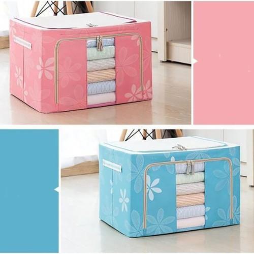 Tủ đựng quần áo, chăn màn khung thép chắc chắn siêu bền loại to 66L