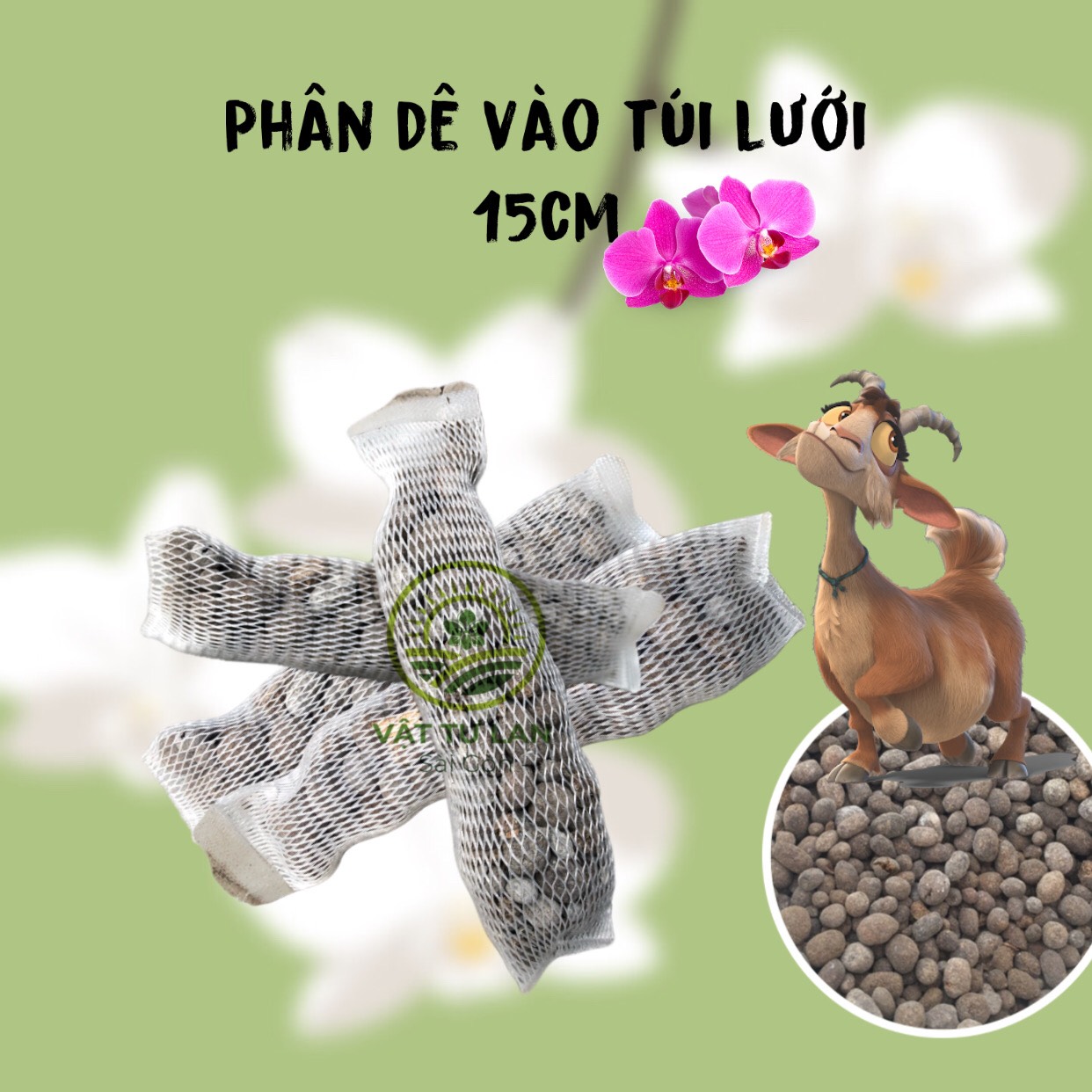 Phân Dê Đã Qua Xử Lý Vào Túi Lưới 15cm-bịt 20 túi