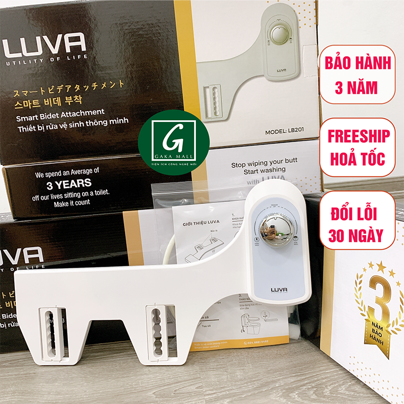 Vòi Rửa Xịt Vệ Sinh Thông Minh Luva Bidet LB201, 2 Vòi Rửa, Hàng Chính Hãng, Không Dùng Điện, Tự Rửa Vòi Phun