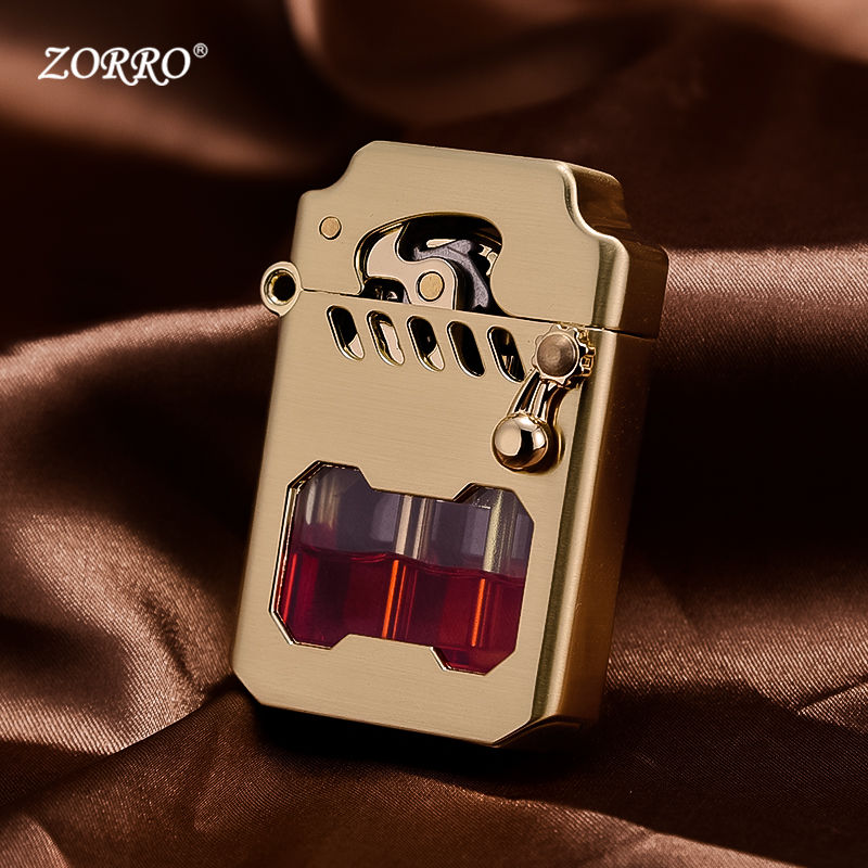 Vỏ Hột Quẹt Bật Lửa Xăng Đá Zorro Z786 Lộ Thiên Nhìn Rõ Xăng Mở Nắp Đánh Lửa Tự Động