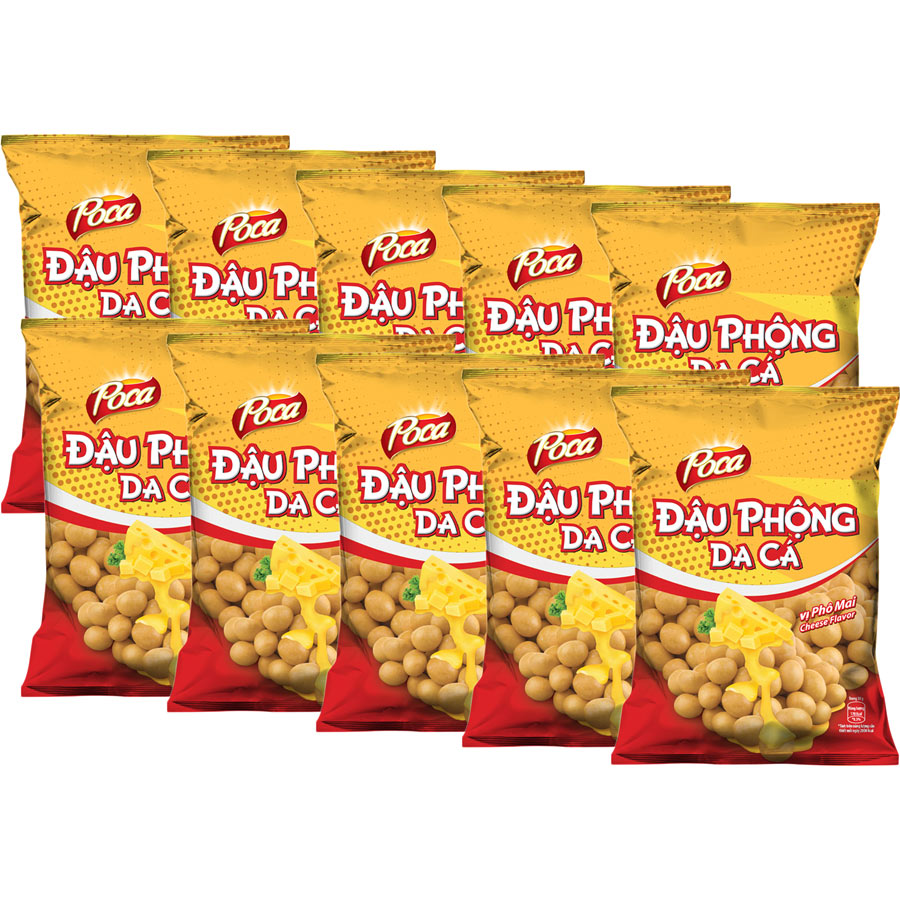 Poca Đậu phộng da cá vị Phô mai (dây 10 gói)
