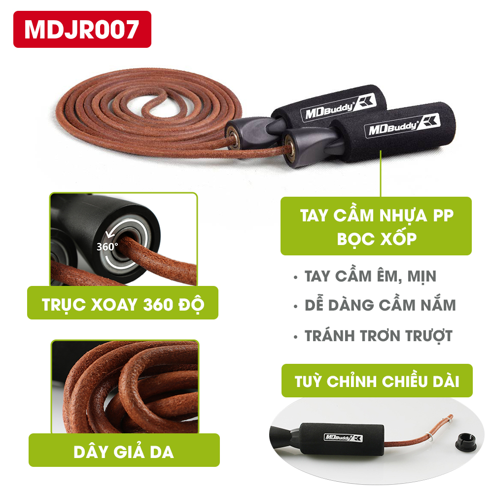 Dây nhảy thể dục siêu nhẹ, siêu bên, tùy chỉnh độ dài linh hoạt chính hãng Goodfit GF90XJR