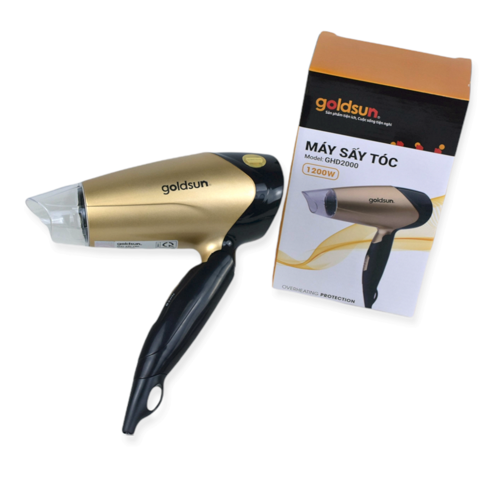 Máy Sấy Tóc GOLDSUN GHD2000 Có Thể Gấp Gọn, 3 Chế Độ Chỉnh. Công Suất 1200W - Hàng Chính Hãng