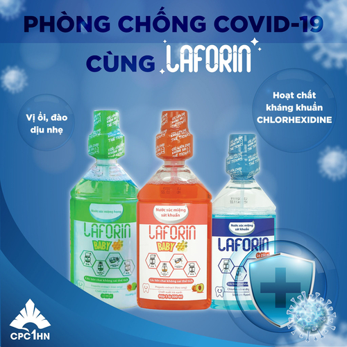 Nước súc miệng sát khuẩn Laforin Baby hương đào dành cho trẻ nhỏ, giúp vệ sinh miệng họng, ngừa sâu răng, phòng các bệnh răng miệng như viêm nướu, sâu răng , chảy máu chân răng, cho hơi thở thơm mát (500ml)