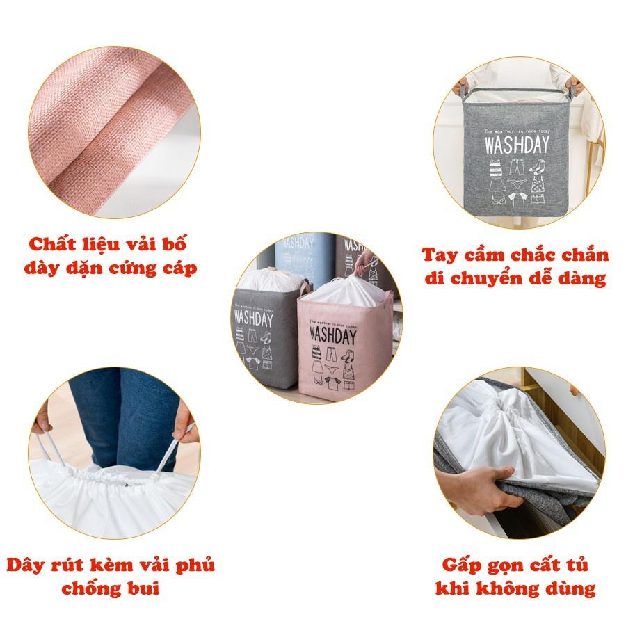 Giỏ đựng quần áo bằng vải cỡ lớn, túi đựng chăn màn đa năng washday có thể gấp gọn vintage