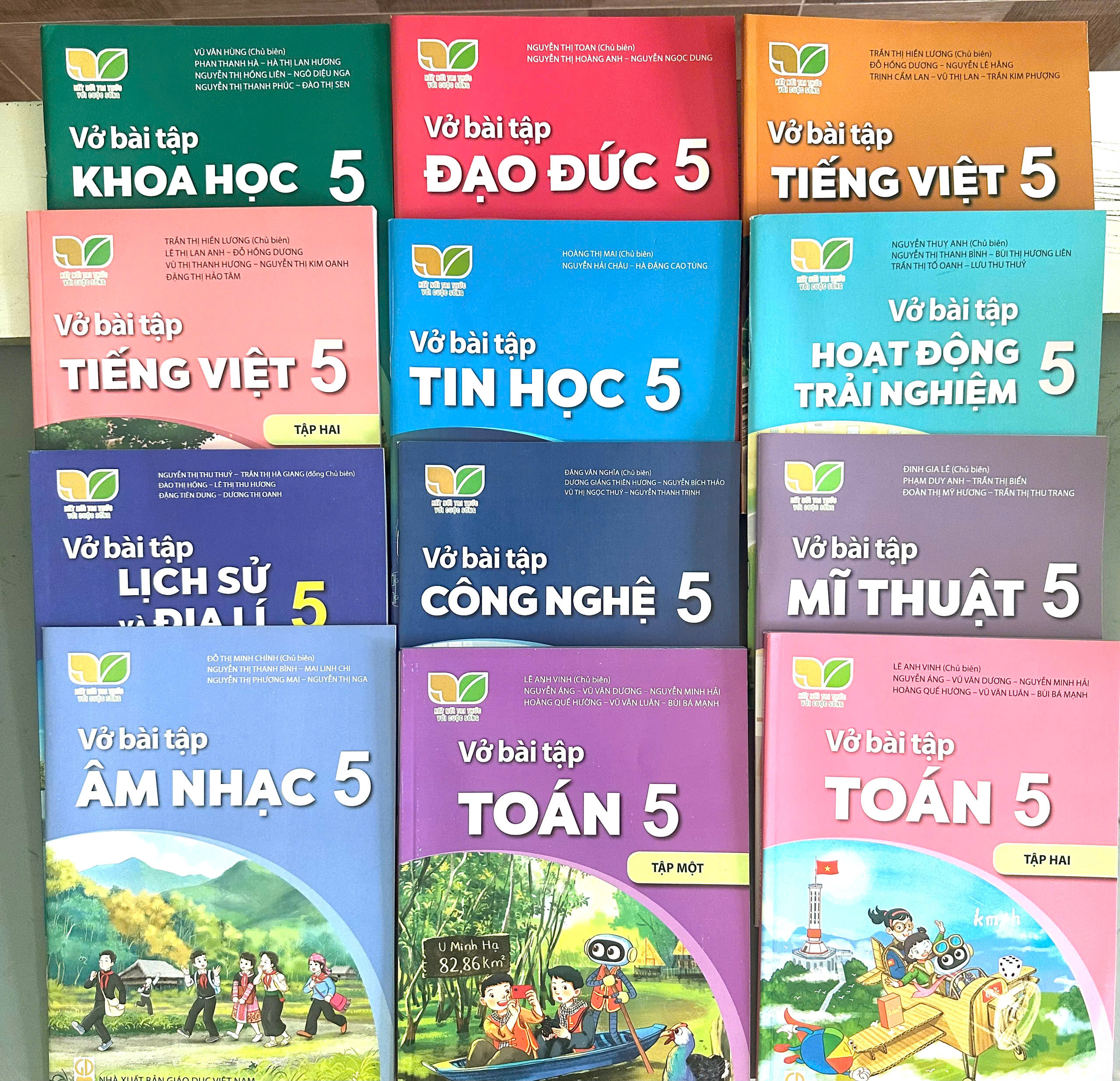 Bộ Vở bài tập Lớp 5- Kết Nối Tri Thức Với Cuộc Sống (12 quyển- Kèm bìa nilong bao sách, nhãn tên)