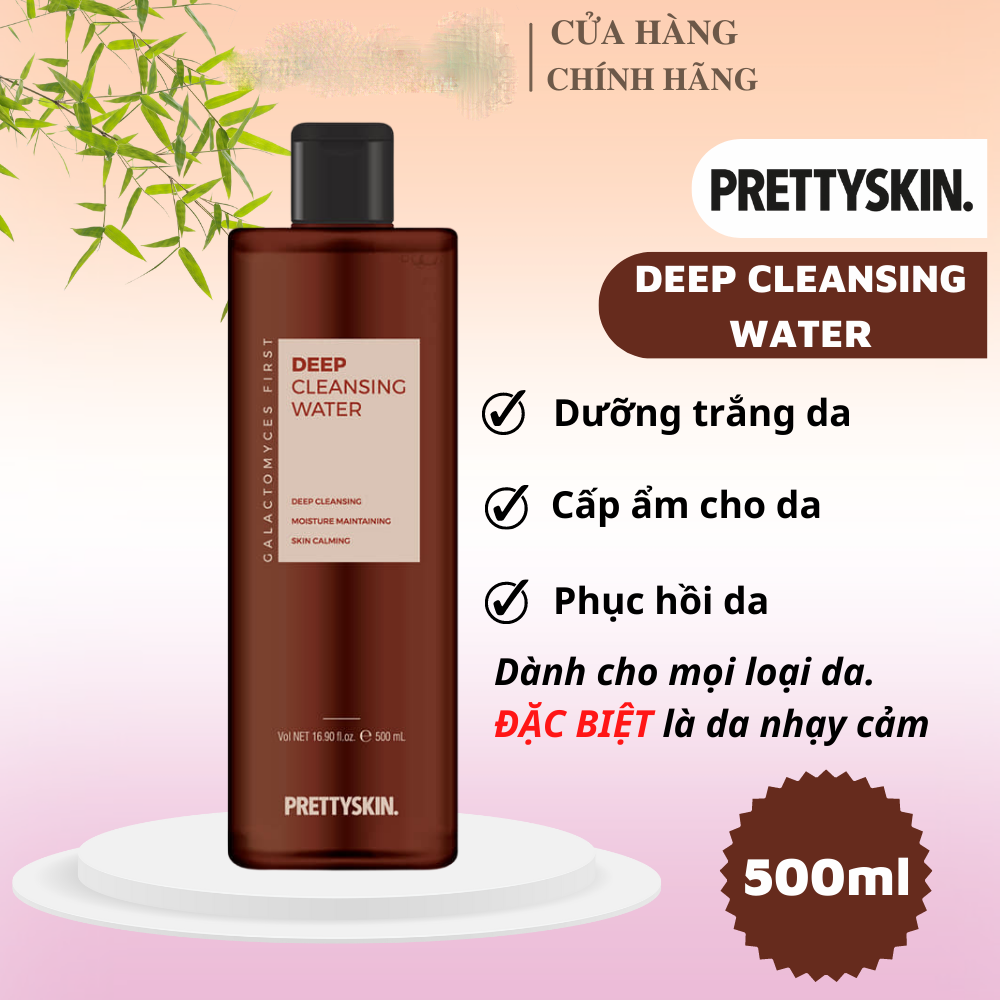 Nước Tẩy Trang Dưỡng Trắng Galactomyces Prettyskin Deep Cleansing Water 500ml, Tẩy Trang Cho Da Nhạy Cảm