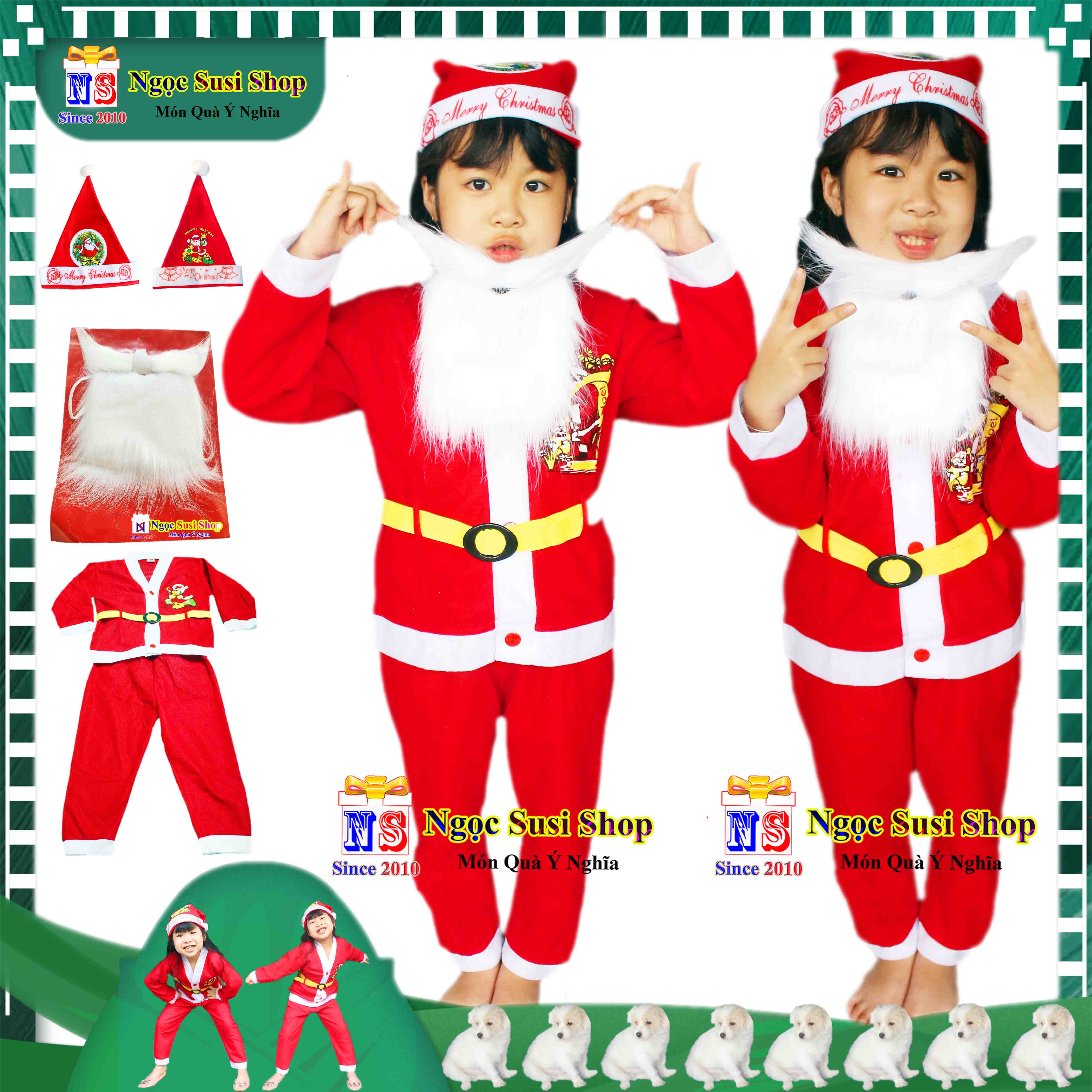 BỘ ĐỒ NOEL CHO BÉ QUẦN ÁO ÔNG GIÀ NOEL CHẤT VẢI NỈ TỪ 1 - 10 TUỔI - TRANG PHỤC NOEL GIÁNG SINH
