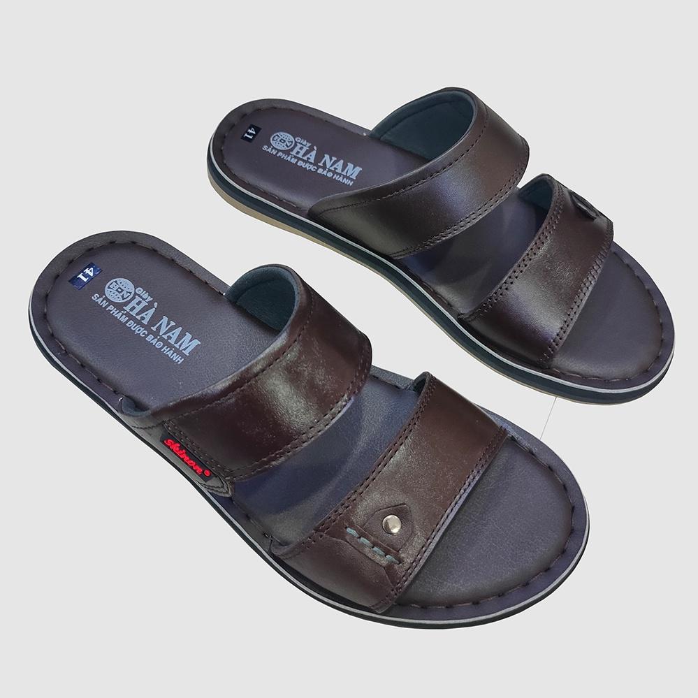 Dép Nam Quai Ngang HÀ NAM Da Bò Thật Cao Cấp DNA2157c