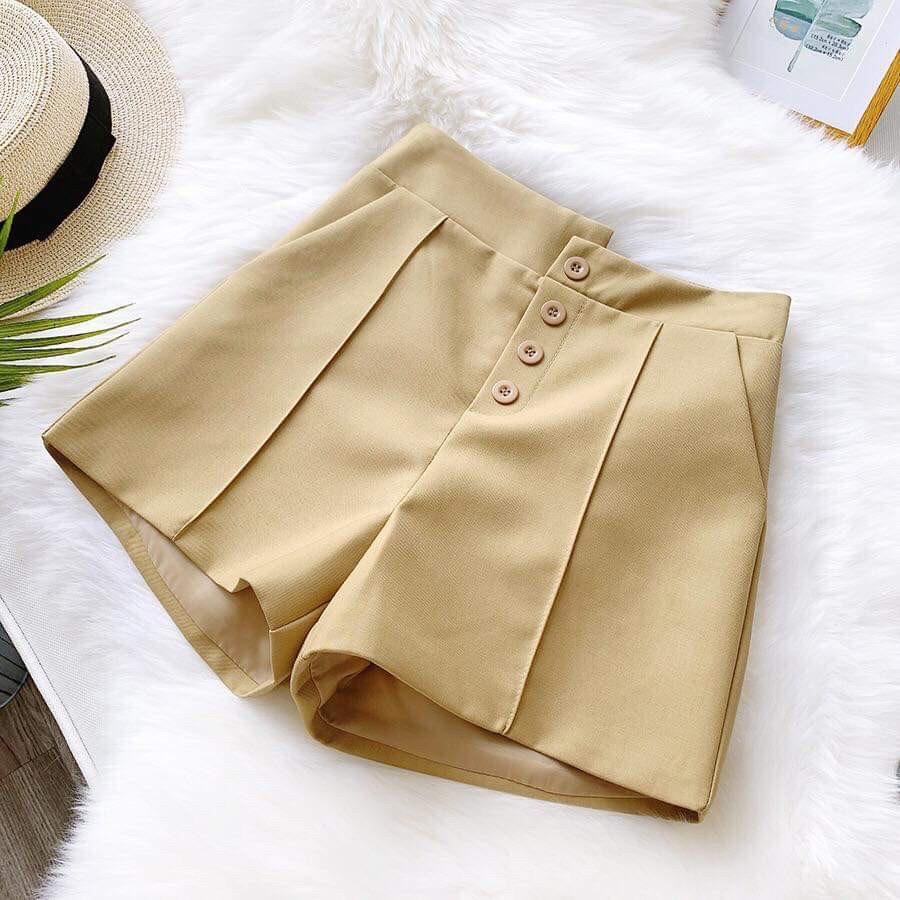 Quần short nữ kèm belt siêu đẹp quần sooc nữ chất tuyết mưa đứng from thời trang Banamo Fashion, short kèm belt đen 632