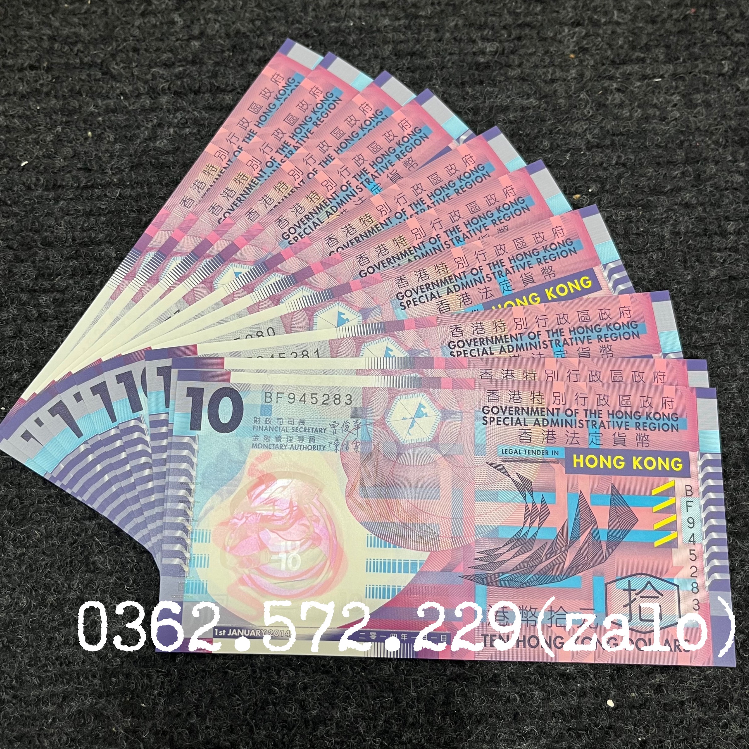 Combo 10 tờ Sưu tầm 10 Dollar Hongkong polyme tuyệt đẹp, sưu tầm