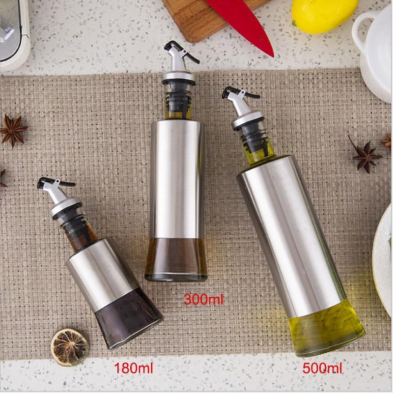 LỌ ĐỰNG NƯỚC MẮM, DẤM, DẦU ĂN VÀ GIA VỊ KHÁC 180ML BẰNG THỦY TINH BỌC INOX 304