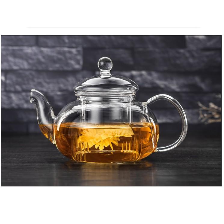 Ấm trà trơn 600ml - Ấm trà thủy tinh chịu nhiệt cao cấp Borosilicate, hàng xuất Âu