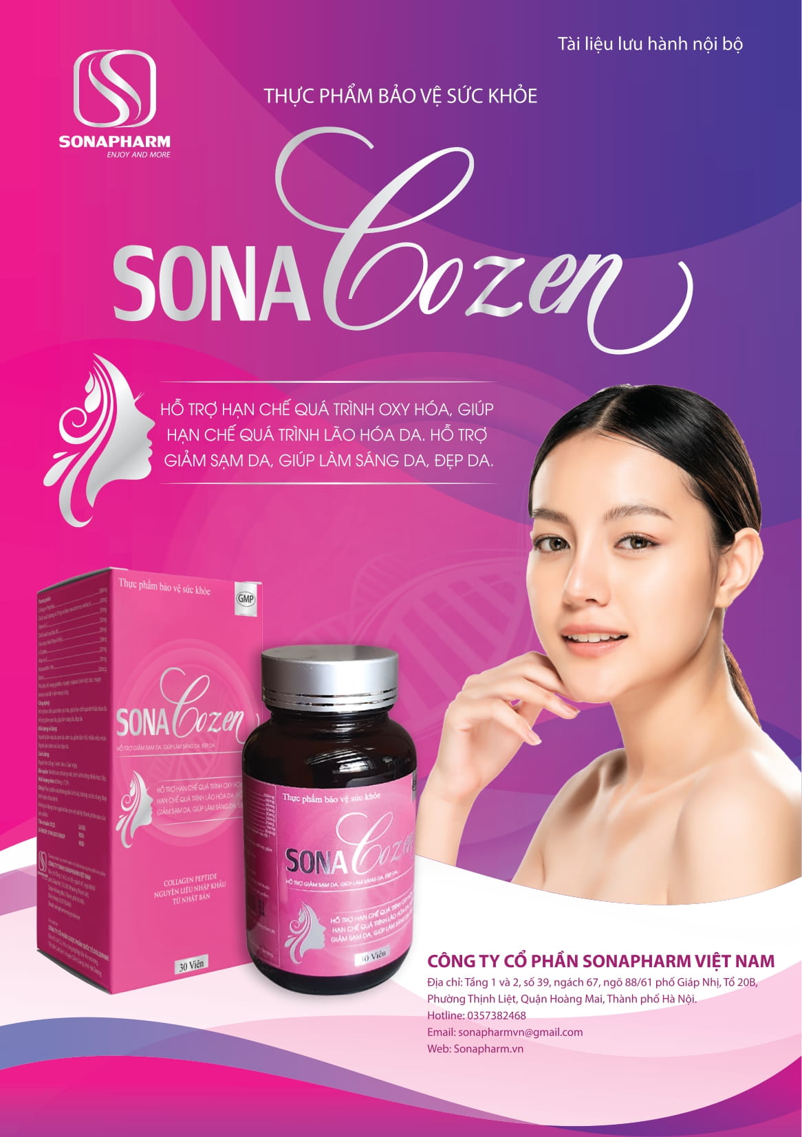 Viên Uống Bổ Sung Collagen Giảm Sạm Da Giảm Da Nhăn Làm Sáng Da Đẹp Da SonaCozen - Hộp 30 viên