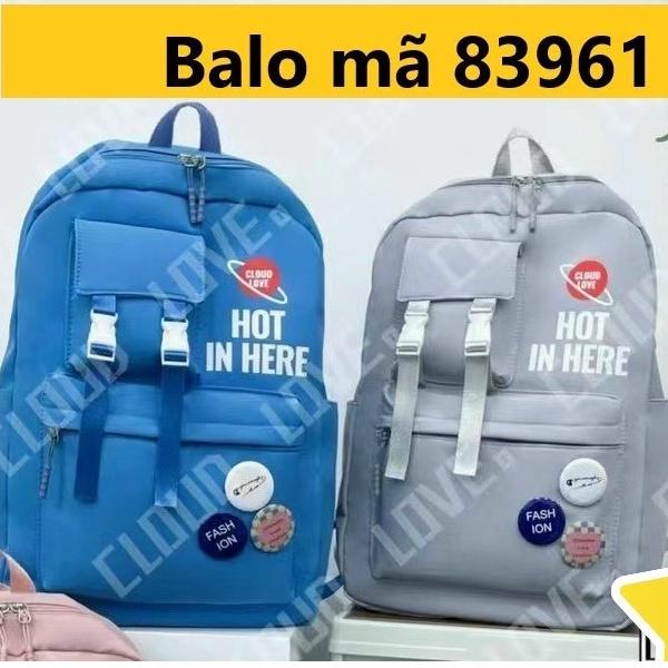 Balo Ulzzang dù chống nước, balo basic chữ hot in here, balo học sinh mã 83961