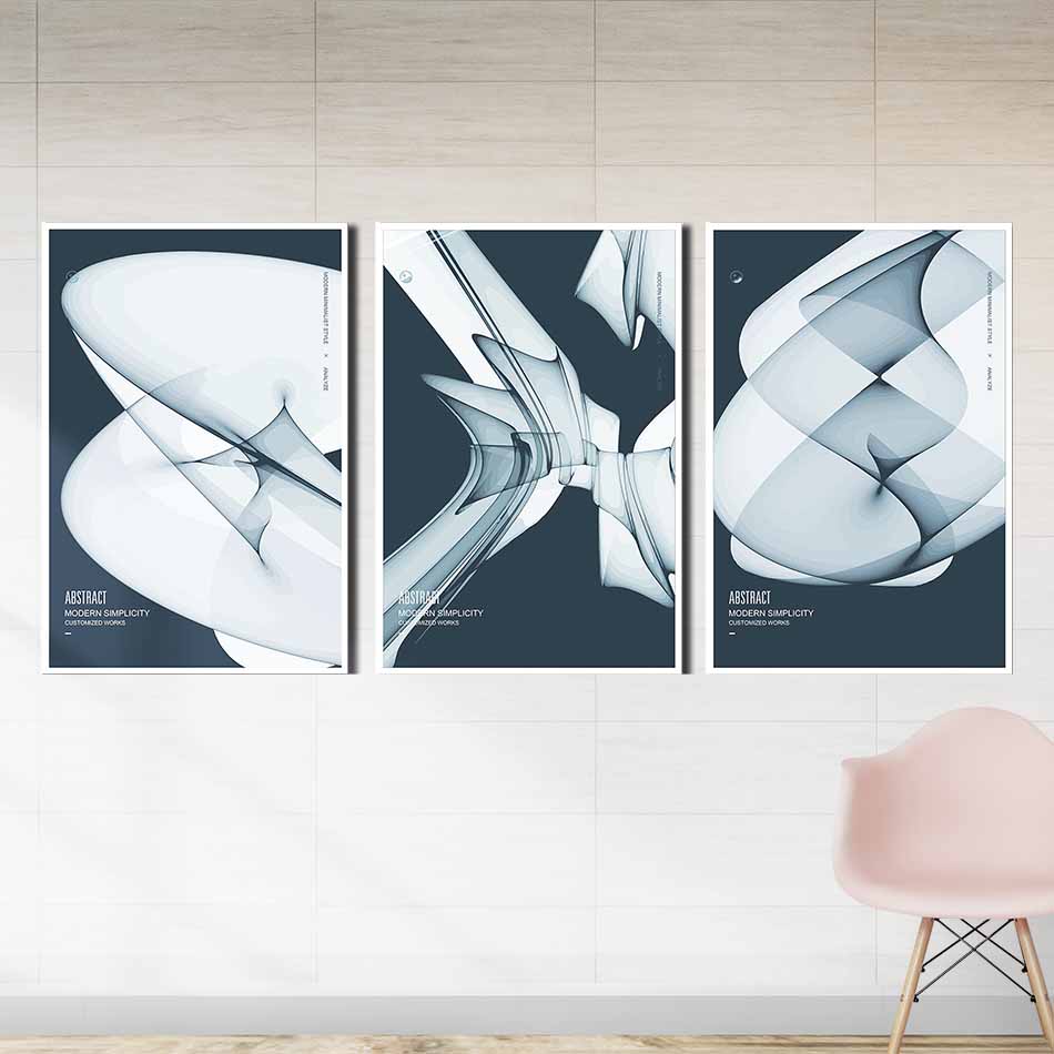 Bộ 3 tranh canvas treo tường Decor họa tiết trừu tượng - DC057