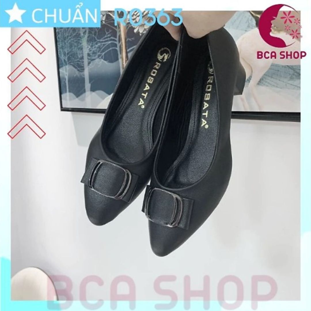 [CÔNG SỞ]  Giày cao gót nữ màu 4p RO363 ROSATA tại BCASHOP bít mũi, nhấn nơ kim loại vuông, kiểu dáng công sở thanh lịch