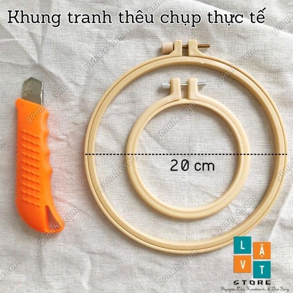 Khung thêu tròn giả tre bằng nhựa chắc chắn để đan, may vá