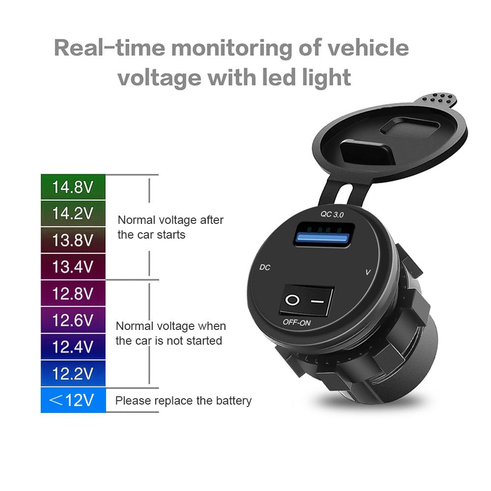 Sạc nhanh 3.0 usb xe sạc bộ sạc máy tính kỹ thuật số Voltmeter usb