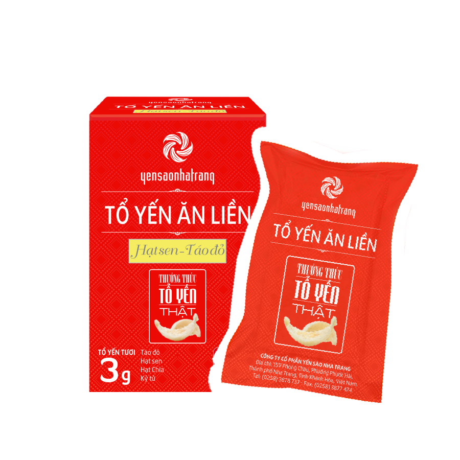 Tổ Yến Ăn Liền Hạt Sen Táo Đỏ 12g Yến Sào Nha Trang