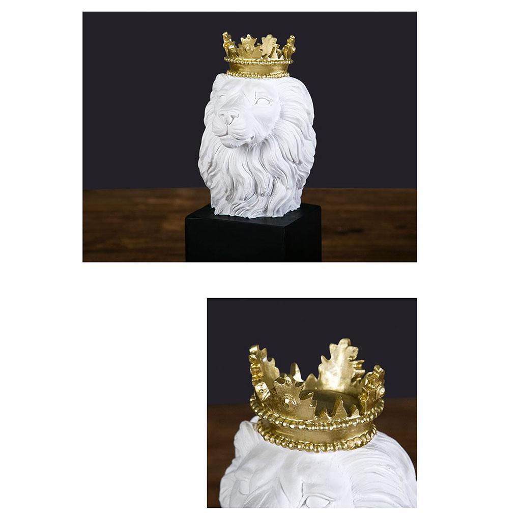 Lion Head Statue Ornament Home Sculpture Figurine Decor