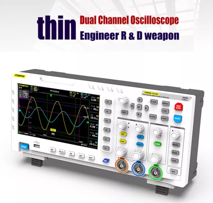 Đồng hồ đo điện máy hiện sóng FNIRSI 1014D 2 kênh 100Mhz có chức năng phát tín hiệu