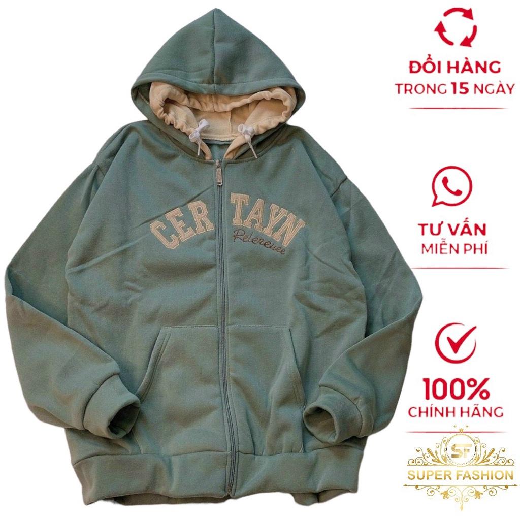 Áo Hoodie Nữ SUPER FASHION From Rộng Nỉ PE Có 2 Nón Lớn Form Rộng