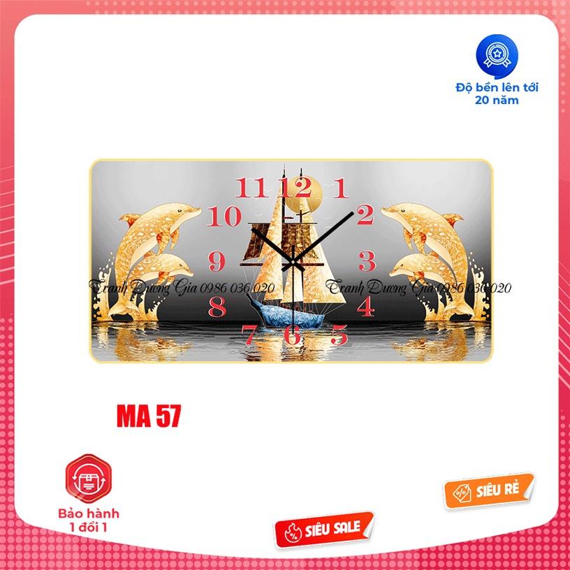 Tranh đồng hồ treo tường tráng gương cao cấp trang trí phòng khách Tranh ngang decor nhà cửa sang-bền-đẹp