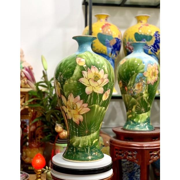 Mai bình tài Lộc H50cm, vẽ vàng kim 3D. Gốm sứ Bát Tràng cao cấp.