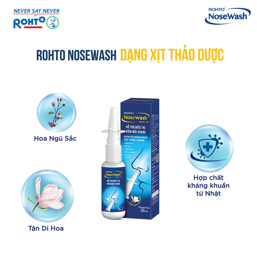 Bộ sản phẩm vệ sinh mũi Rohto NoseWash 400mL + Xịt hỗ trợ điều trị viêm mũi xoang Rohto NoseWash Spray 35ml + Tặng Bộ tiện dụng vệ sinh mũi Rohto NoseWash Miniset