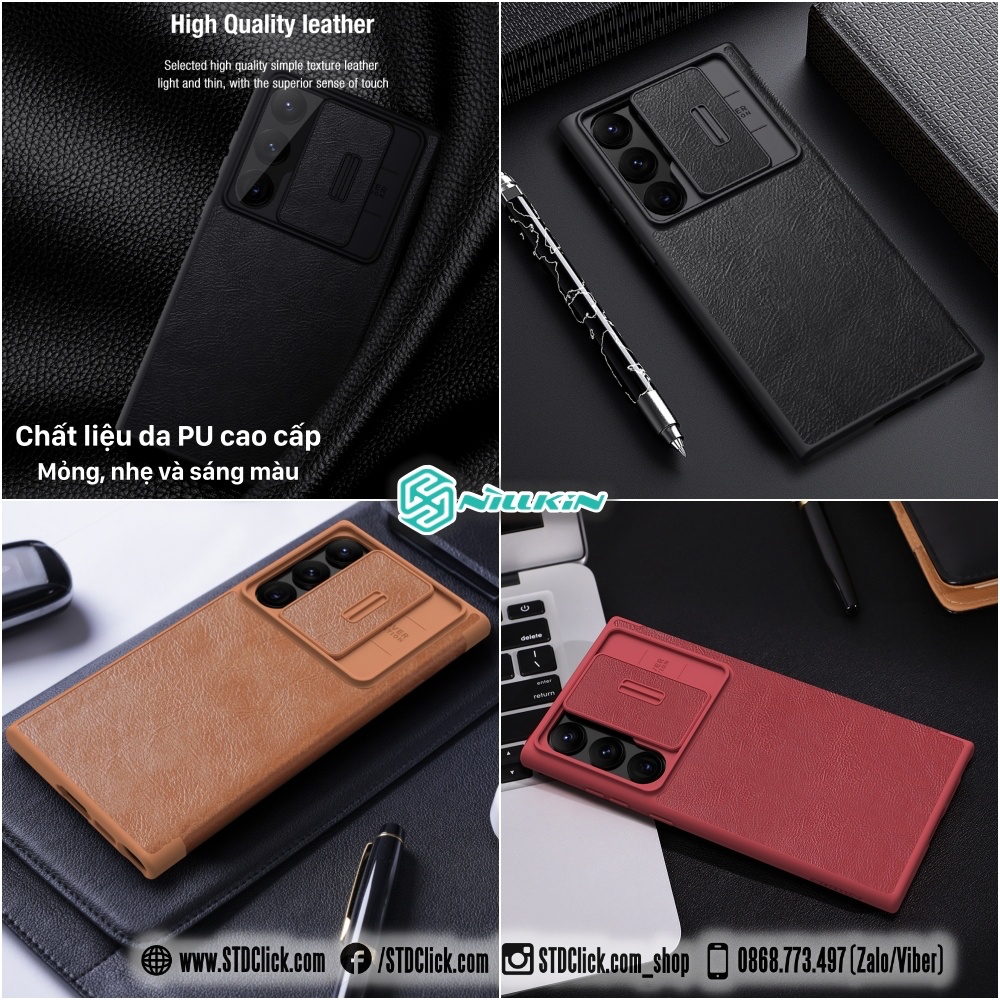 BAO DA DÀNH CHO ĐIỆN THOẠI SAMSUNG GALAXY S23 ULTRA 5G NILLKIN QIN PRO BẢO VỆ CAMERA