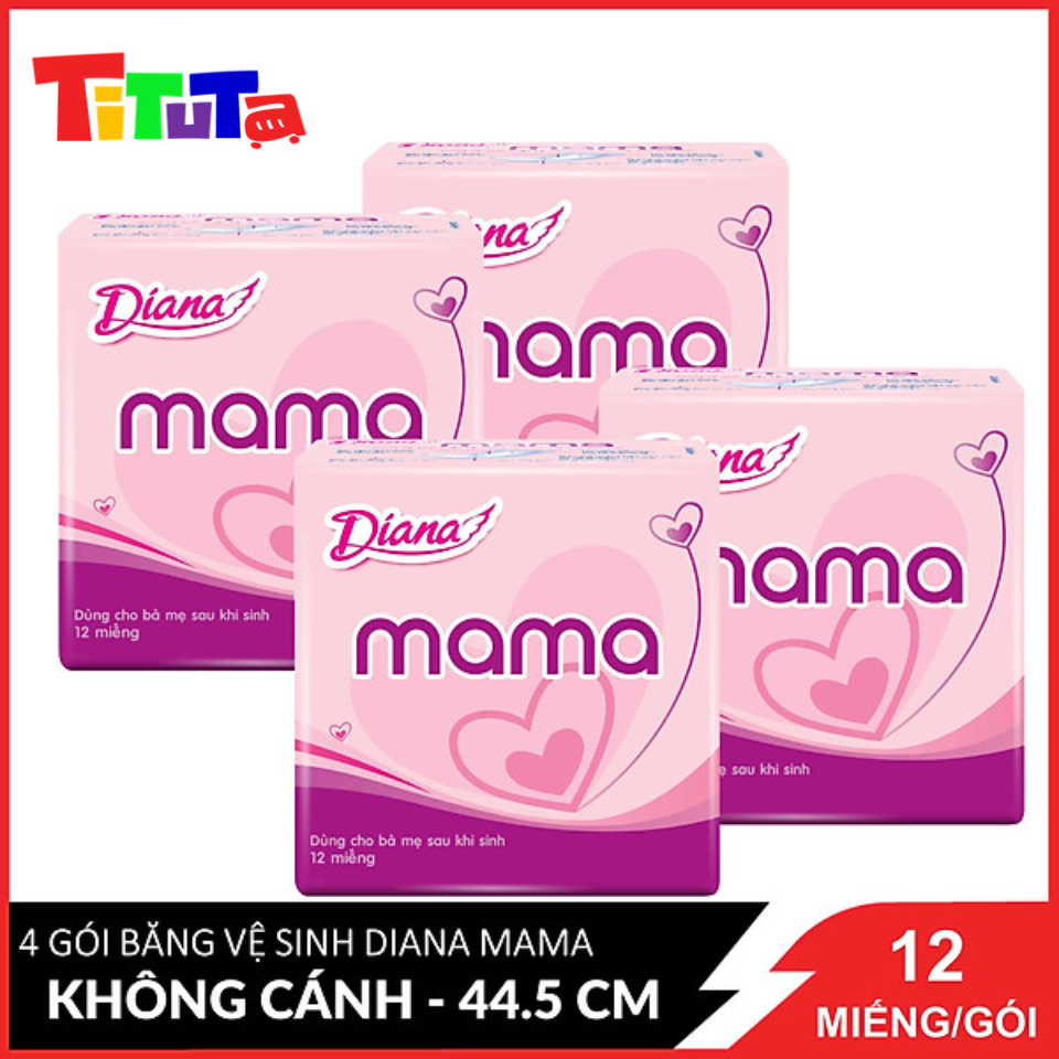 Combo 4 Băng Vệ Sinh Diana Mama Dùng Cho Bà Mẹ Sau Khi Sinh 12 Miếng / Gói x4